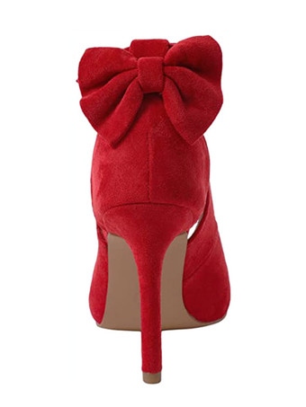 女性用パンプスアンクルストラップポインテッドトゥスティレットヒールボウシックブルゴーニュ