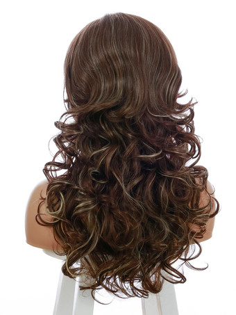 女性の長いかつらフラックスセンター別れ耐熱繊維シックな乱れた長い合成かつら