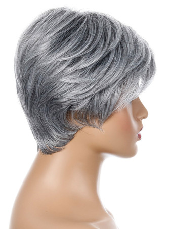 合成ウィッグシルバーストレート耐熱繊維乱れたショートレディースレディースショートウィッグ