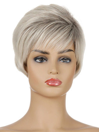 ライトブラウン合成ウィッグライトブラウンストレート耐熱繊維乱れたショートガールズショートウィッグ女性用