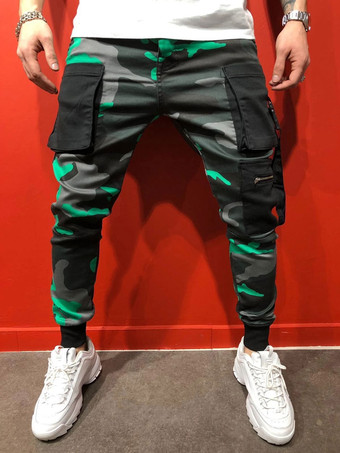 Green Pants For Men Casual Camouflage Yellow Men's Pants