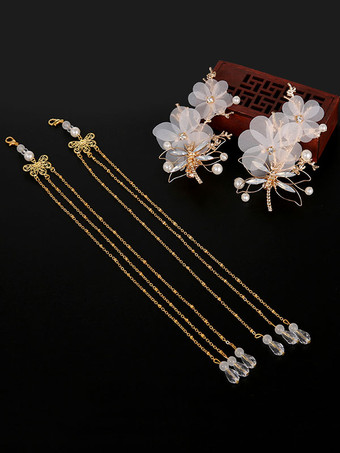 チャイニーズスタイルロリータヘッドドレスピンクメタルフリンジフラワーサクラ柄ヘッドフラワーアクセサリーロリータヘアアクセサリー