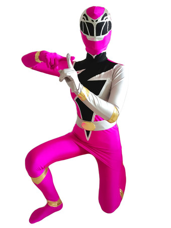Power Rangers Costume Cosplay Pink Ninja Ranger Lycra Spandex TV Drama Costume Cosplay Set