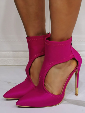 女性のハイヒール先のとがったつま先スチレットヒールシックなローズアンクルストラップヒール