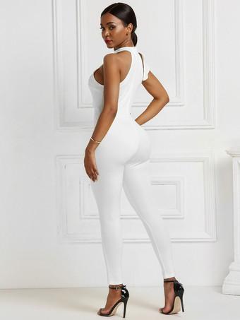 Bodycon Jumpsuit with High Collar
