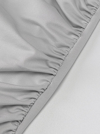 クラブ ドレス ホルター セクシー プリーツ ノースリーブ ポリエステル バックレス ライト グレー セクシー ボディコン ドレス