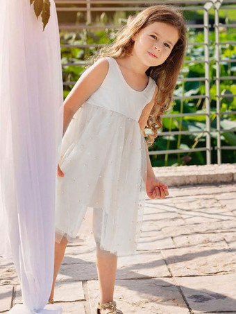 シャンパン フラワー ガール ドレス ジュエル ネック ノースリーブ バタフライ フォーマル キッズ ページェント ドレス