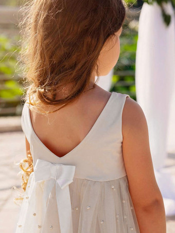 シャンパン フラワー ガール ドレス ジュエル ネック ノースリーブ バタフライ フォーマル キッズ ページェント ドレス