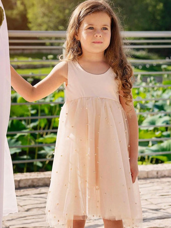 シャンパン フラワー ガール ドレス ジュエル ネック ノースリーブ バタフライ フォーマル キッズ ページェント ドレス