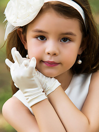 Ivoire Gants de fille de fleur blancs Soirée formelle Accessoires de fille de fleur de mariage