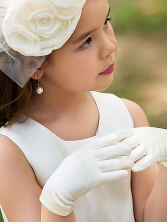 Gants de fille de fleur blancs Soirée formelle Accessoires de fille de fleur de mariage