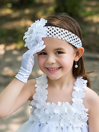 Gants de fille de fleur blancs Soirée formelle Accessoires de fille de fleur de mariage