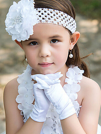 Gants de fille de fleur blancs Soirée formelle Accessoires de fille de fleur de mariage