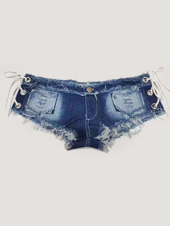 クラブウェア セクシー ディープ ブルー デニム ショーツ セクシー ホット パンツ