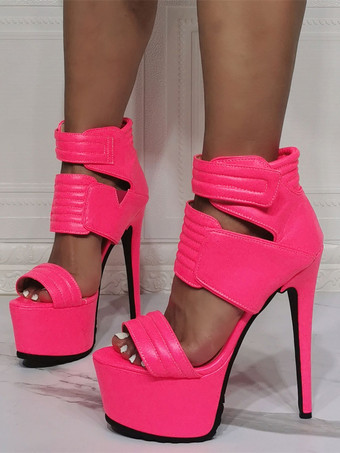 女性のハイヒールのブーツ PU レザー オープントゥ スティレットヒール セクシーなヒールのブーツ