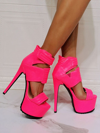 女性のハイヒールのブーツ PU レザー オープントゥ スティレットヒール セクシーなヒールのブーツ