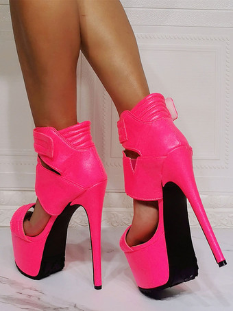 女性のハイヒールのブーツ PU レザー オープントゥ スティレットヒール セクシーなヒールのブーツ