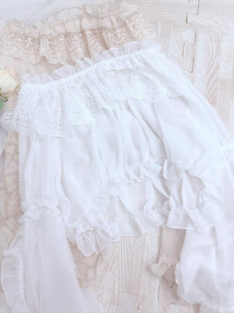 甘いロリータ ブラウス レース フリル 長袖 ブラウス ポリエステル アプリコット ロリータ シャツ