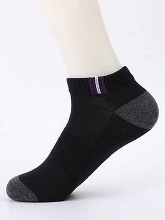 Black 10 PCS Men's Cotton Mesh Boat Socks Breathable Sweat-Absorbent Waist Sports Socks