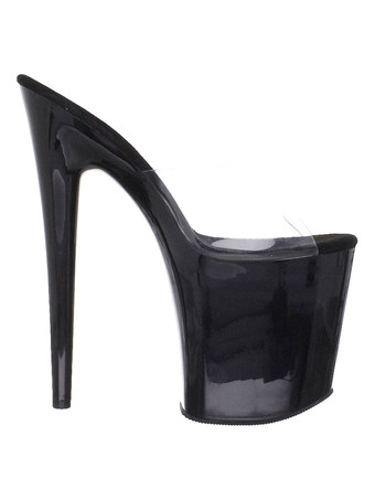 女性のためのセクシーなサンダル赤いPVCアッパーオープントゥスティレットヒールスカイハイヒールミュール ポールダンスシューズ