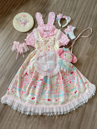 Sweet Lolita Blouses Pink Long Sleeves Lace Lolita Top Bow Lolita Shirt