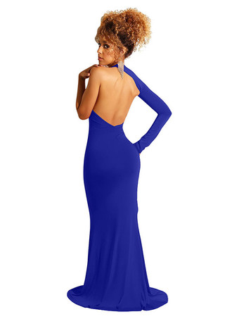 パーティー ドレス ブラック 非対称ネック 長袖 イレギュラー プロム マキシ ドレス