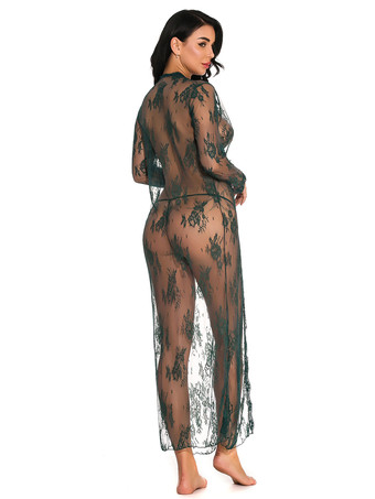 ローブ パンティ セット ランジェリー 女性用 レッド レースアップ 花柄 透けレース セクシー