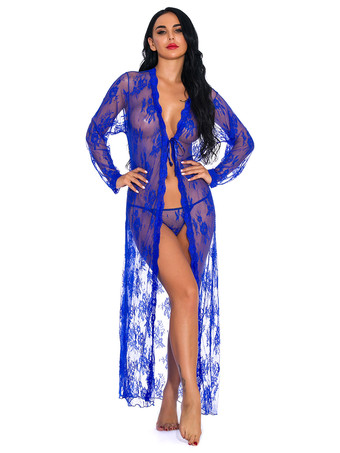 ブルー ローブ パンティ セット ランジェリー 女性用 レッド レースアップ 花柄 透けレース セクシー