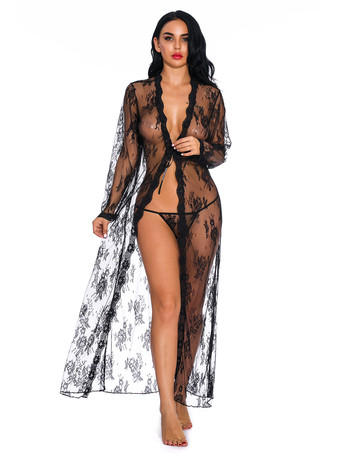 ブラック ローブ パンティ セット ランジェリー 女性用 レッド レースアップ 花柄 透けレース セクシー