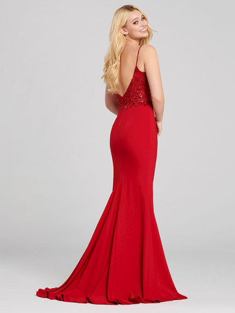 イブニングドレスボールガウンVネック背中の開いたポリエステル床の長さのアップリケライトスカイブルーフォーマルパーティードレス