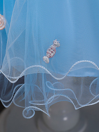 フラワーガールドレスブルージュエルネックノースリーブボウチュールポリエステルコットンフラワーキッズソーシャルパーティードレス