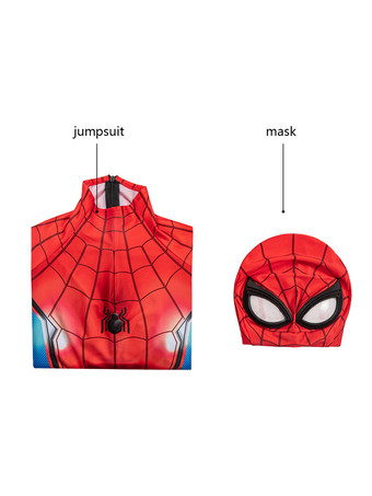 スパイダーマン コスチューム 大人用 ファー・フロム・ホーム レッド フルボディ キャットスーツ ゼンタイ ライクラ スパンデックス マーベル コスプレ衣装