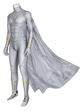 Herren Superheld-Kostüme weiße Halloween-Lycra-Spandex-Ganzkörperstrumpfhose Catsuits & zentai