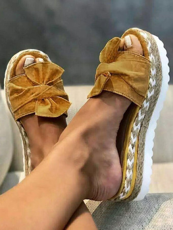 オリーブカラー女性ヒールスリッパブラウンオープントゥフラットヒールスリッポンテリーアッパーヒールミュール