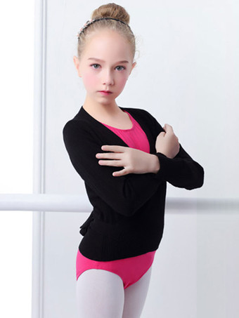 バレエダンスコスチュームピンクレディースキッズダンサープリーツレースアップアートワークプリーツコットンブレンドオーバーコートトップダンスウェア