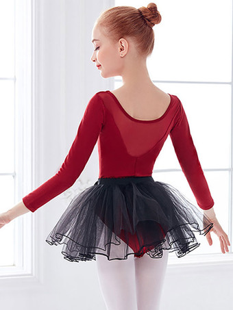 バレエドレスレッドレディースキッズダンサーボウプリーツカラーブロックプリーツコットンブレンドジャンプスーツセットダンスウェア