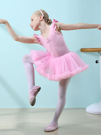 バレエドレスライラックレディースキッズダンサーカットアウトフリルアートワークプリーツコットンブレンドドレスチュニックダンスウェア