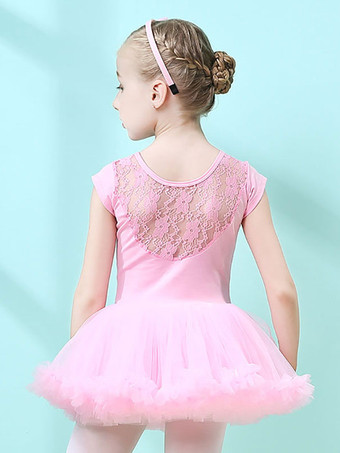 バレエドレスピンクレディースキッズダンサーカットアウトフリルアートワークプリーツコットンブレンドドレスチュニックパフォーマンスウェア