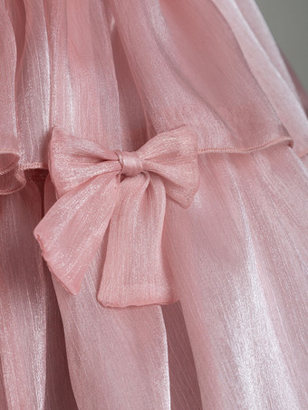 ロリータOPドレスポリエステル半袖フリルリボンロリータワンピースドレス 甘い ピンク