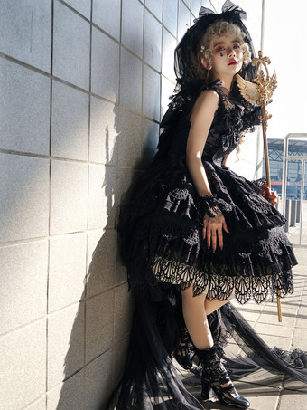 スチームパンクなロリータストッキングブラックレースアクセサリーポリエステルレースロリータソックス