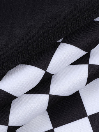 ハロウィン 女性のためのゴシックスカートブラックチェーングロメットヒップホップポリエステルチェック柄パターンミニスカート