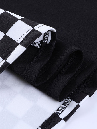 ハロウィン 女性のためのゴシックスカートブラックチェーングロメットヒップホップポリエステルチェック柄パターンミニスカート