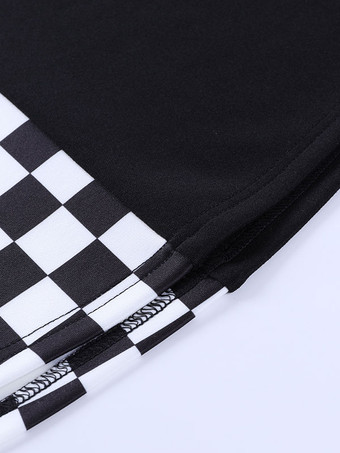 ハロウィン 女性のためのゴシックスカートブラックチェーングロメットヒップホップポリエステルチェック柄パターンミニスカート