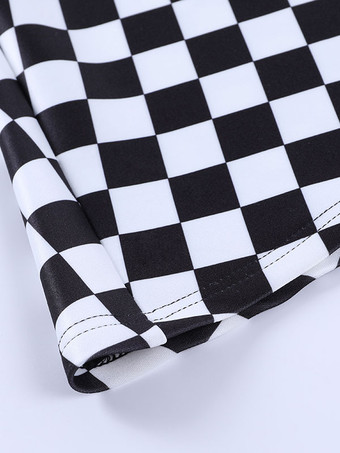 ハロウィン 女性のためのゴシックスカートブラックチェーングロメットヒップホップポリエステルチェック柄パターンミニスカート