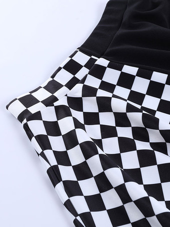 ハロウィン 女性のためのゴシックスカートブラックチェーングロメットヒップホップポリエステルチェック柄パターンミニスカート