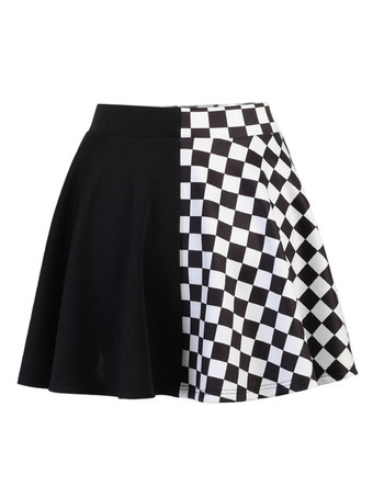 ハロウィン 女性のためのゴシックスカートブラックチェーングロメットヒップホップポリエステルチェック柄パターンミニスカート