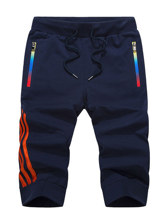 Shorts pour hommes bloc de couleur taille élastique été quotidien décontracté bleu profond shorts pour hommes
