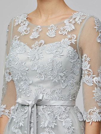 ウエディングドレスライトグレージュエルネックボールガウン半袖レースアップアップリケロングパーティードレス