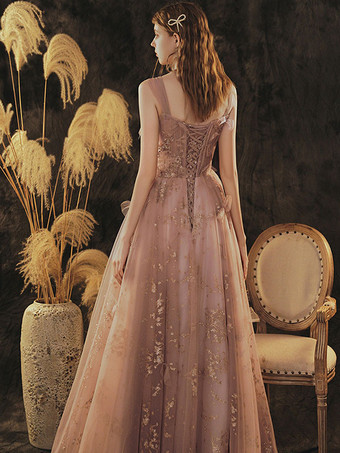 ウエディングドレスカメオブラウンボールガウンVネックスパンコールノースリーブレースアップボウロングパーティードレス