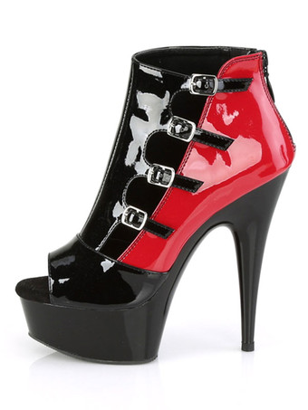 女性のセクシーなブーツのぞき見つま先Tタイプ包帯バックルアートワークスティレットヒールレイブクラブ太ももハイブラック膝上ブーツ ポールダンスシューズ